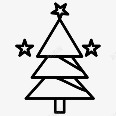 圣诞树庆祝圣诞加粗线条集212图标图标