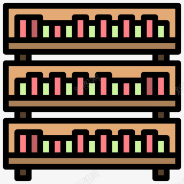 书架家和生活39线性颜色图标图标