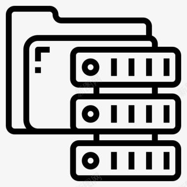 IE文档服务器文件夹和文档5线性图标图标