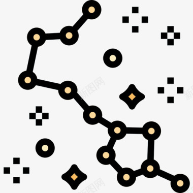 吉祥纹案星座空间127线性颜色图标图标