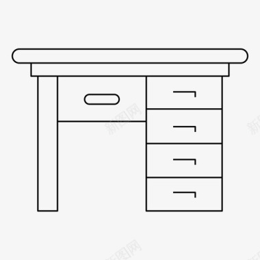 细线框装饰书桌装饰家具图标图标