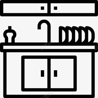 厨房量杯水槽厨房58线性图标图标