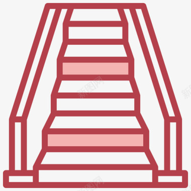 台阶建筑75红色图标图标
