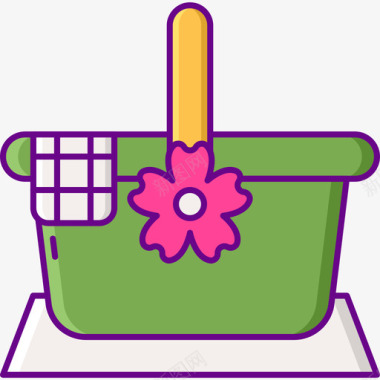 野餐樱花节线性颜色图标图标