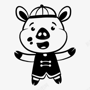 中国猪中国宠物文化图标图标