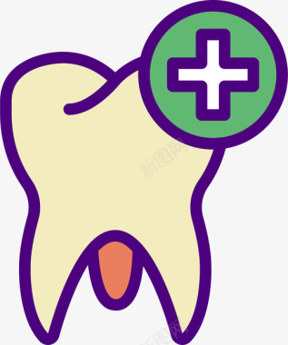 科学图片牙齿牙科学10线颜色图标图标