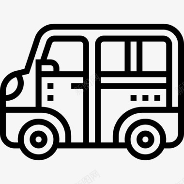 公共汽车运输和车辆1直线图标图标