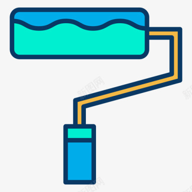 油漆辊创意16线性颜色图标图标