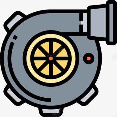 涡轮发动机汽车维修2线性颜色图标图标