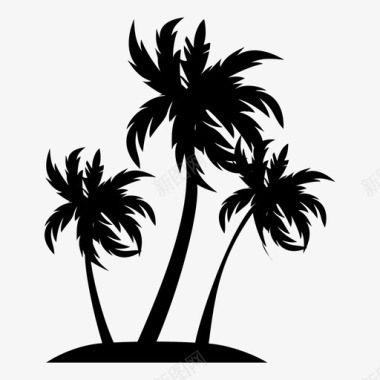 棕榈树海滩夏季图标图标