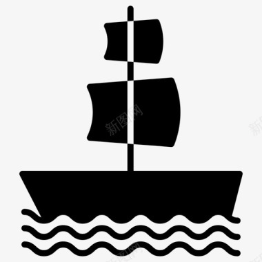 大帆船海盗56实心图标图标