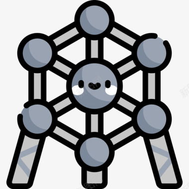 atomiumAtomium比利时1线性颜色图标图标