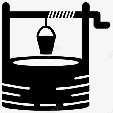 卡通手电桶许愿井水厂水井图标图标