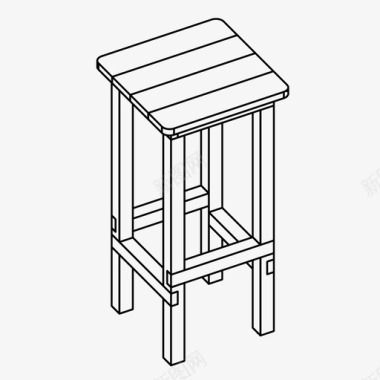 实木凳子凳子柜台凳子家具图标图标