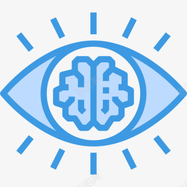 视觉大脑概念5蓝色图标图标