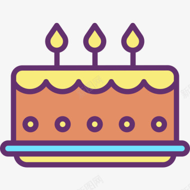 生日蛋糕生日蛋糕派对和庆祝23线性颜色图标图标