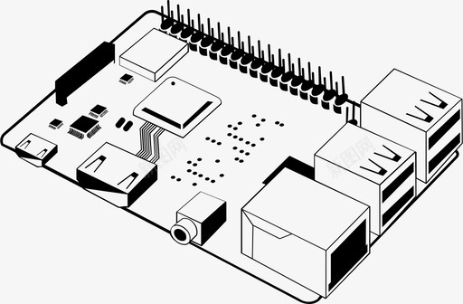 覆盆子派芯片集成电路图标图标
