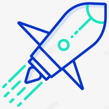 火箭科学技术5轮廓颜色图标图标