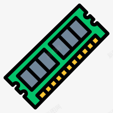 处理器硬件图标Ram计算机硬件35线性彩色图标图标