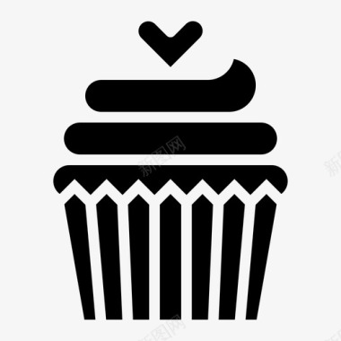 食品面包房纸杯蛋糕图标图标