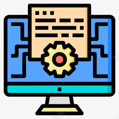 数据线光效齿轮大数据78线性颜色图标图标