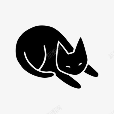 舒服黑猫摆姿势图标图标
