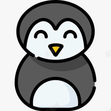 企鹅北极29线性颜色图标图标
