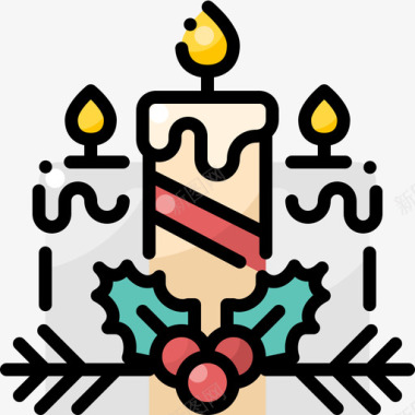 蜡烛圣诞装饰10线颜色图标图标