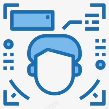 面部检测生物识别3蓝色图标图标