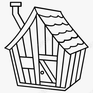 童话故事小屋房子三只小猪图标图标