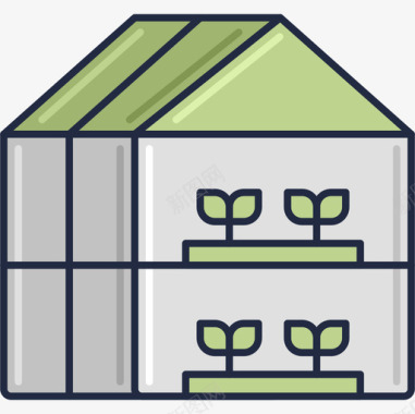 绿色房子科学108线性颜色图标图标