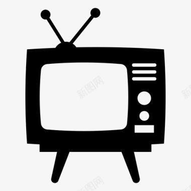 旧电视娱乐电视复古图标图标