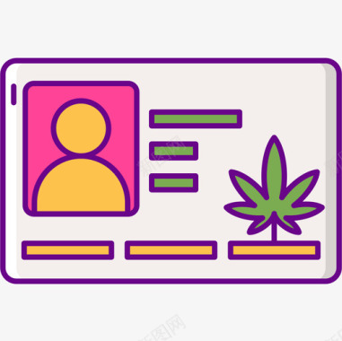 医疗卡大麻4线性颜色图标图标