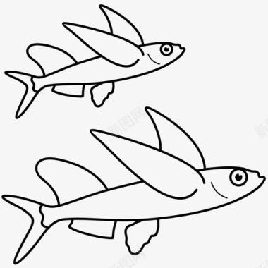 飞鱼动物逃跑图标图标