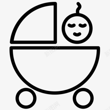 婴儿手推车商店婴儿车图标图标