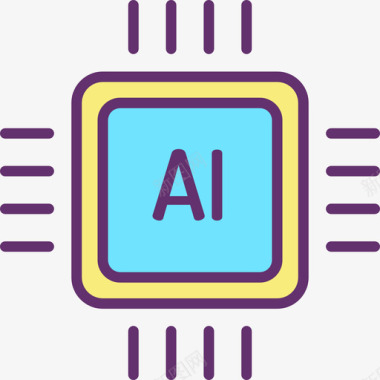 芯片人工智能54线性彩色图标图标
