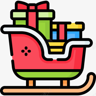雪橇圣诞礼物1线性颜色图标图标