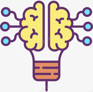 大脑开心大脑人工智能54线性颜色图标图标