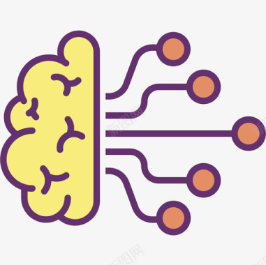 智能人工大脑人工智能54线性颜色图标图标