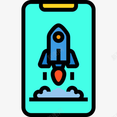 智能手机startup71线性颜色图标图标