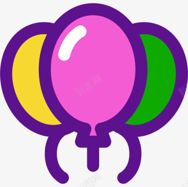 卡通生日气球气球生日109线形颜色图标图标
