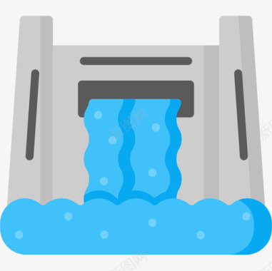 水坝可再生能源1平坦图标图标
