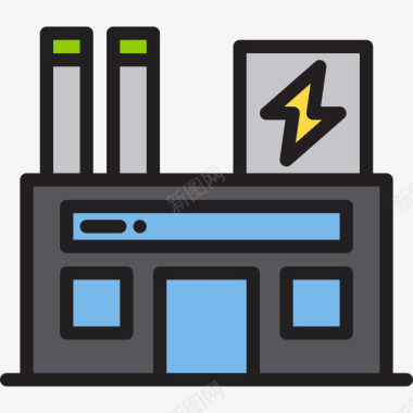 橙色线条生态工厂能源生态3线条色彩图标图标