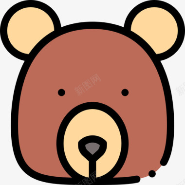 熊动物83线性颜色图标图标