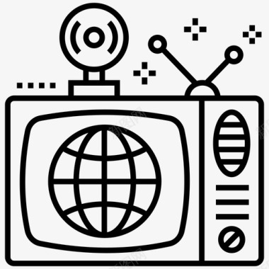 复古电视古代电视全球网络图标图标