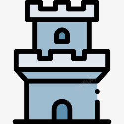 线条塔楼塔楼历史34年线条色彩图标高清图片