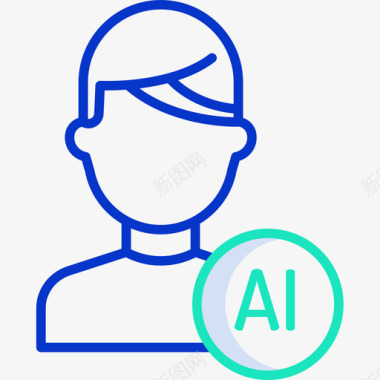 人工用户人工智能50轮廓颜色图标图标
