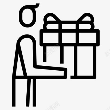 生日礼品盒心形礼品盒彩带包装盒图标图标
