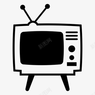 旧电视复古电视图标图标