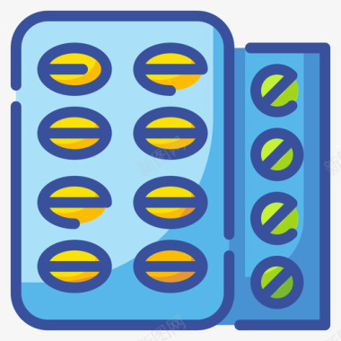 药丸产品包装线颜色图标图标